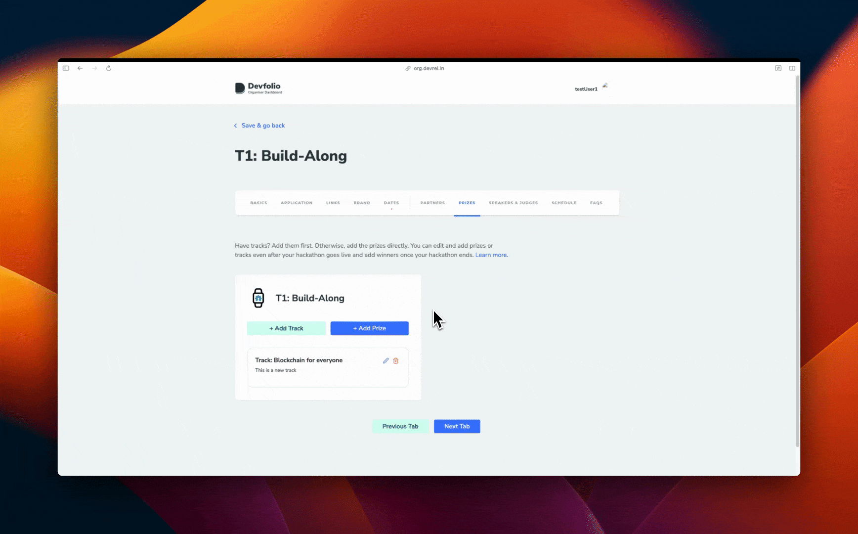 Create prize flow