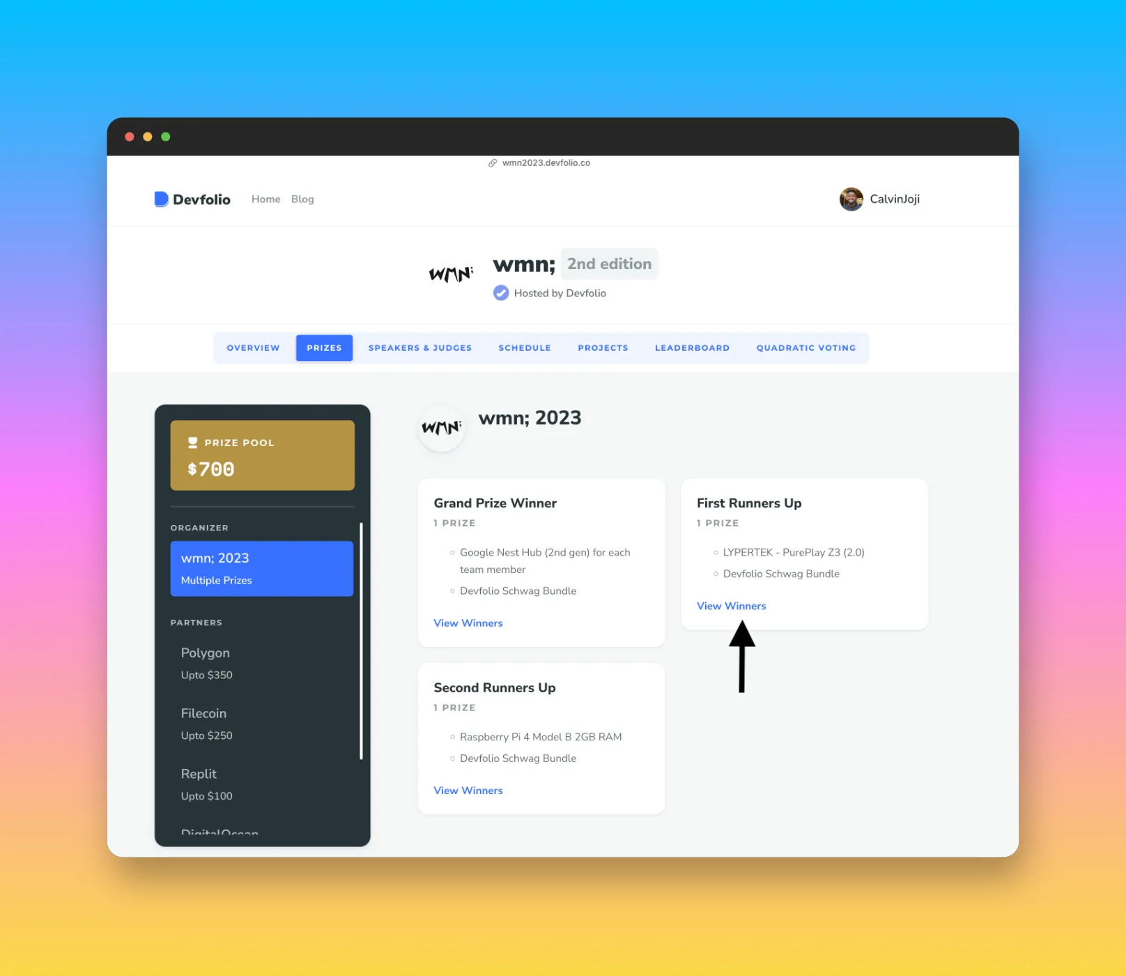 View winners on microsite