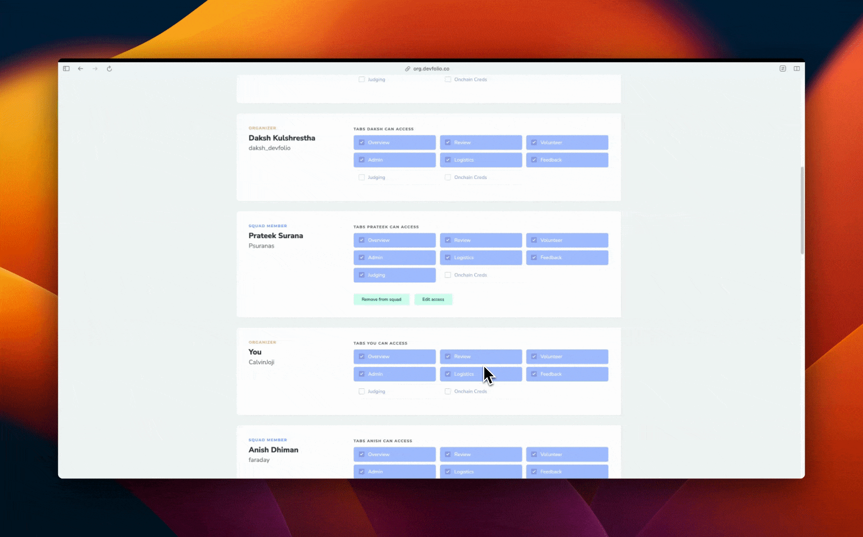 Edit or remove team member access